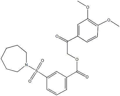 2-(3,4-dimethoxyphenyl)-2-oxoethyl 3-(1-azepanylsulfonyl)benzoate 구조식 이미지