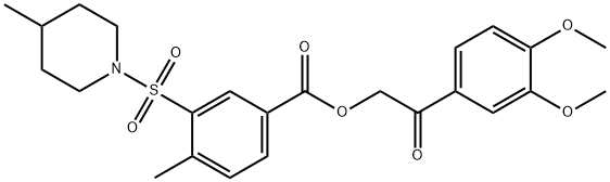 2-(3,4-dimethoxyphenyl)-2-oxoethyl 4-methyl-3-[(4-methyl-1-piperidinyl)sulfonyl]benzoate 구조식 이미지