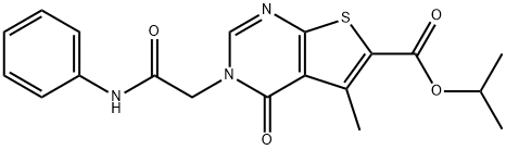 isopropyl 3-(2-anilino-2-oxoethyl)-5-methyl-4-oxo-3,4-dihydrothieno[2,3-d]pyrimidine-6-carboxylate 구조식 이미지