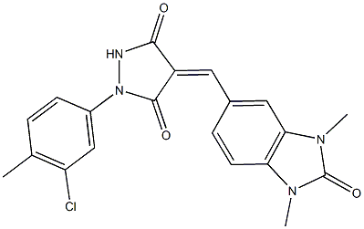 1-(3-chloro-4-methylphenyl)-4-[(1,3-dimethyl-2-oxo-2,3-dihydro-1H-benzimidazol-5-yl)methylene]-3,5-pyrazolidinedione 구조식 이미지