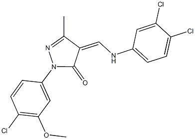 2-(4-chloro-3-methoxyphenyl)-4-[(3,4-dichloroanilino)methylene]-5-methyl-2,4-dihydro-3H-pyrazol-3-one Structure