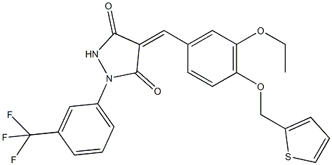 4-[3-ethoxy-4-(2-thienylmethoxy)benzylidene]-1-[3-(trifluoromethyl)phenyl]-3,5-pyrazolidinedione Structure