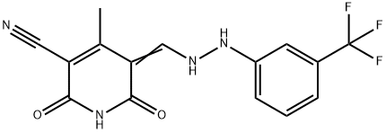 4-methyl-2,6-dioxo-5-({2-[3-(trifluoromethyl)phenyl]hydrazino}methylene)-1,2,5,6-tetrahydro-3-pyridinecarbonitrile Structure