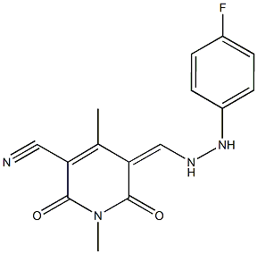 5-{[2-(4-fluorophenyl)hydrazino]methylene}-1,4-dimethyl-2,6-dioxo-1,2,5,6-tetrahydro-3-pyridinecarbonitrile Structure