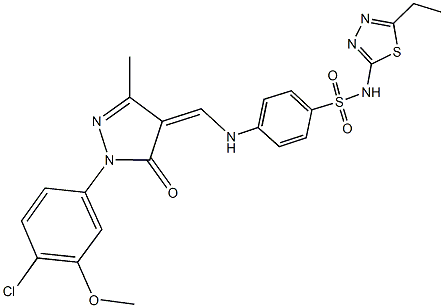 4-({[1-(4-chloro-3-methoxyphenyl)-3-methyl-5-oxo-1,5-dihydro-4H-pyrazol-4-ylidene]methyl}amino)-N-(5-ethyl-1,3,4-thiadiazol-2-yl)benzenesulfonamide Structure