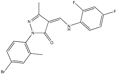 2-(4-bromo-2-methylphenyl)-4-[(2,4-difluoroanilino)methylene]-5-methyl-2,4-dihydro-3H-pyrazol-3-one 구조식 이미지