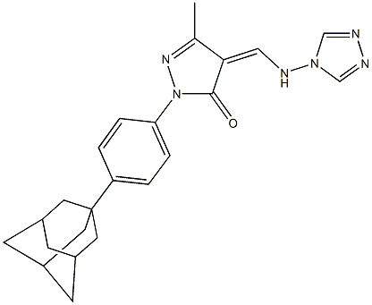 2-[4-(1-adamantyl)phenyl]-5-methyl-4-[(4H-1,2,4-triazol-4-ylamino)methylene]-2,4-dihydro-3H-pyrazol-3-one 구조식 이미지