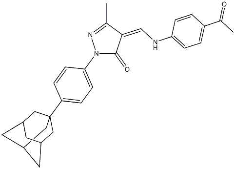 4-[(4-acetylanilino)methylene]-2-[4-(1-adamantyl)phenyl]-5-methyl-2,4-dihydro-3H-pyrazol-3-one Structure