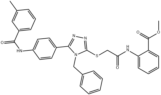methyl 2-({[(4-benzyl-5-{4-[(3-methylbenzoyl)amino]phenyl}-4H-1,2,4-triazol-3-yl)sulfanyl]acetyl}amino)benzoate Structure