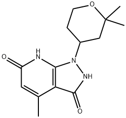 1-(2,2-dimethyltetrahydro-2H-pyran-4-yl)-3-hydroxy-4-methyl-1,7-dihydro-6H-pyrazolo[3,4-b]pyridin-6-one 구조식 이미지