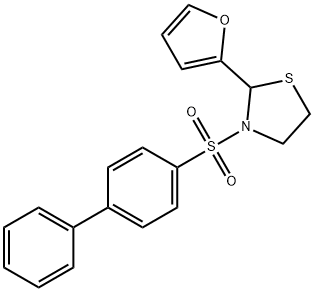 3-([1,1'-biphenyl]-4-ylsulfonyl)-2-(2-furyl)-1,3-thiazolidine Structure