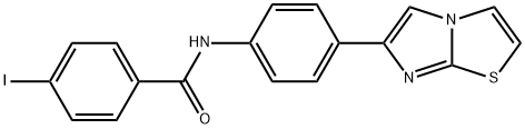 N-(4-imidazo[2,1-b][1,3]thiazol-6-ylphenyl)-4-iodobenzamide 구조식 이미지