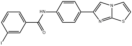 N-(4-imidazo[2,1-b][1,3]thiazol-6-ylphenyl)-3-iodobenzamide 구조식 이미지