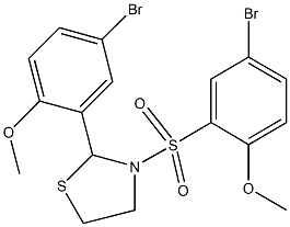 2-(5-bromo-2-methoxyphenyl)-3-[(5-bromo-2-methoxyphenyl)sulfonyl]-1,3-thiazolidine Structure