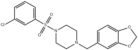 1-(1,3-benzodioxol-5-ylmethyl)-4-[(3-chlorophenyl)sulfonyl]piperazine 구조식 이미지