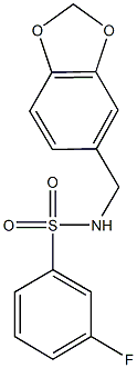 N-(1,3-benzodioxol-5-ylmethyl)-3-fluorobenzenesulfonamide 구조식 이미지