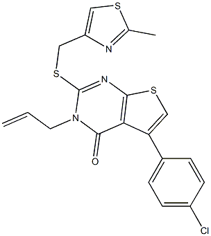 3-allyl-5-(4-chlorophenyl)-2-{[(2-methyl-1,3-thiazol-4-yl)methyl]sulfanyl}thieno[2,3-d]pyrimidin-4(3H)-one Structure