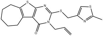 3-allyl-2-{[(2-methyl-1,3-thiazol-4-yl)methyl]sulfanyl}-3,5,6,7,8,9-hexahydro-4H-cyclohepta[4,5]thieno[2,3-d]pyrimidin-4-one Structure