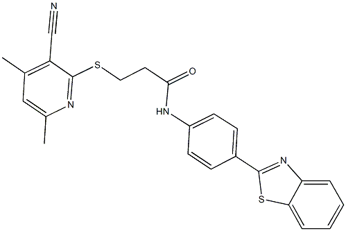 N-[4-(1,3-benzothiazol-2-yl)phenyl]-3-[(3-cyano-4,6-dimethyl-2-pyridinyl)sulfanyl]propanamide Structure