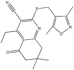 2-{[(3,5-dimethyl-4-isoxazolyl)methyl]sulfanyl}-4-ethyl-7,7-dimethyl-5-oxo-5,6,7,8-tetrahydro-3-quinolinecarbonitrile 구조식 이미지