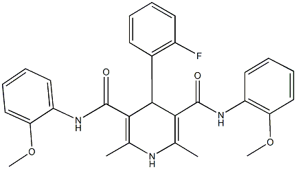 4-(2-fluorophenyl)-N~3~,N~5~-bis(2-methoxyphenyl)-2,6-dimethyl-1,4-dihydro-3,5-pyridinedicarboxamide Structure