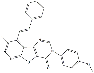 7-(4-methoxyphenyl)-3-methyl-4-(2-phenylvinyl)pyrimido[4',5':4,5]thieno[2,3-c]pyridazin-8(7H)-one Structure