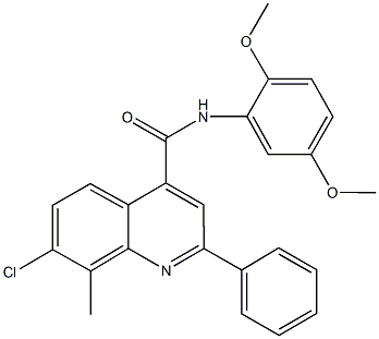 7-chloro-N-(2,5-dimethoxyphenyl)-8-methyl-2-phenyl-4-quinolinecarboxamide 구조식 이미지