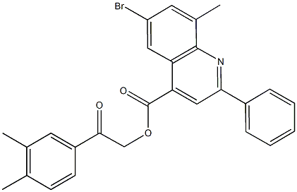 2-(3,4-dimethylphenyl)-2-oxoethyl 6-bromo-8-methyl-2-phenyl-4-quinolinecarboxylate 구조식 이미지