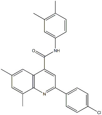 2-(4-chlorophenyl)-N-(3,4-dimethylphenyl)-6,8-dimethyl-4-quinolinecarboxamide 구조식 이미지