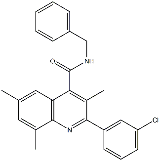 N-benzyl-2-(3-chlorophenyl)-3,6,8-trimethyl-4-quinolinecarboxamide 구조식 이미지