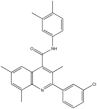 2-(3-chlorophenyl)-N-(3,4-dimethylphenyl)-3,6,8-trimethyl-4-quinolinecarboxamide 구조식 이미지