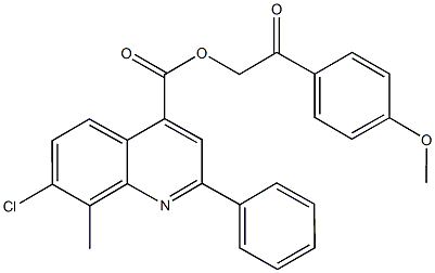 2-(4-methoxyphenyl)-2-oxoethyl 7-chloro-8-methyl-2-phenyl-4-quinolinecarboxylate 구조식 이미지