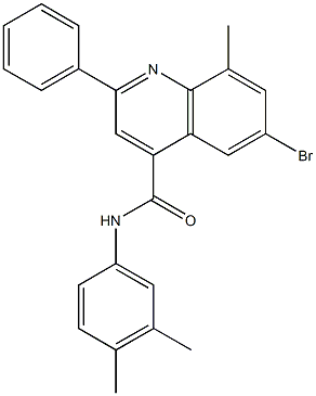 6-bromo-N-(3,4-dimethylphenyl)-8-methyl-2-phenyl-4-quinolinecarboxamide 구조식 이미지