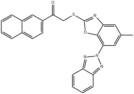 2-{[7-(2H-1,2,3-benzotriazol-2-yl)-5-methyl-1,3-benzoxazol-2-yl]sulfanyl}-1-(2-naphthyl)ethanone 구조식 이미지