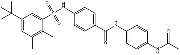 N-[4-(acetylamino)phenyl]-4-{[(5-tert-butyl-2,3-dimethylphenyl)sulfonyl]amino}benzamide 구조식 이미지