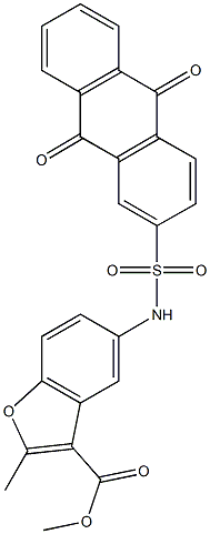 methyl 5-{[(9,10-dioxo-9,10-dihydro-2-anthracenyl)sulfonyl]amino}-2-methyl-1-benzofuran-3-carboxylate Structure