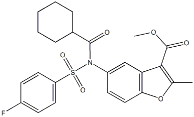 methyl 5-{(cyclohexylcarbonyl)[(4-fluorophenyl)sulfonyl]amino}-2-methyl-1-benzofuran-3-carboxylate Structure