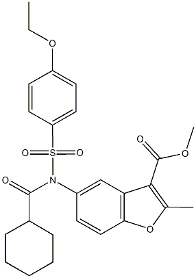 methyl 5-{(cyclohexylcarbonyl)[(4-ethoxyphenyl)sulfonyl]amino}-2-methyl-1-benzofuran-3-carboxylate 구조식 이미지