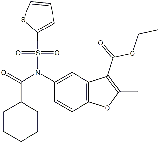 ethyl 5-[(cyclohexylcarbonyl)(2-thienylsulfonyl)amino]-2-methyl-1-benzofuran-3-carboxylate Structure