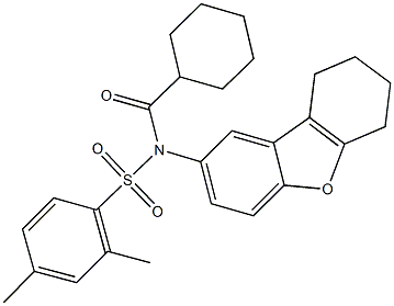 N-(cyclohexylcarbonyl)-2,4-dimethyl-N-(6,7,8,9-tetrahydrodibenzo[b,d]furan-2-yl)benzenesulfonamide 구조식 이미지