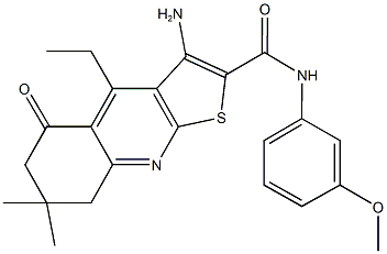 3-amino-4-ethyl-N-(3-methoxyphenyl)-7,7-dimethyl-5-oxo-5,6,7,8-tetrahydrothieno[2,3-b]quinoline-2-carboxamide 구조식 이미지