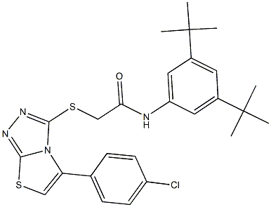 2-{[5-(4-chlorophenyl)[1,3]thiazolo[2,3-c][1,2,4]triazol-3-yl]sulfanyl}-N-(3,5-ditert-butylphenyl)acetamide 구조식 이미지