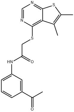 N-(3-acetylphenyl)-2-[(5,6-dimethylthieno[2,3-d]pyrimidin-4-yl)sulfanyl]acetamide 구조식 이미지