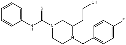 4-(4-fluorobenzyl)-3-(2-hydroxyethyl)-N-phenyl-1-piperazinecarbothioamide Structure