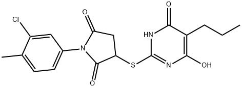 1-(3-chloro-4-methylphenyl)-3-[(4,6-dihydroxy-5-propyl-2-pyrimidinyl)thio]-2,5-pyrrolidinedione 구조식 이미지
