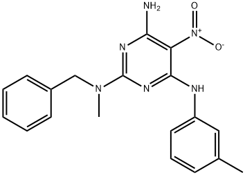 N~2~-benzyl-N~2~-methyl-N~4~-(3-methylphenyl)-5-nitro-2,4,6-pyrimidinetriamine 구조식 이미지