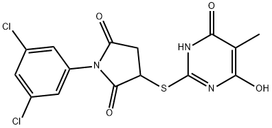 1-(3,5-dichlorophenyl)-3-[(4,6-dihydroxy-5-methyl-2-pyrimidinyl)thio]-2,5-pyrrolidinedione 구조식 이미지