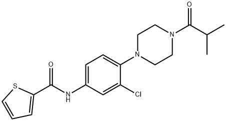 N-[3-chloro-4-(4-isobutyryl-1-piperazinyl)phenyl]-2-thiophenecarboxamide 구조식 이미지