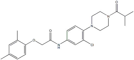 N-[3-chloro-4-(4-isobutyryl-1-piperazinyl)phenyl]-2-(2,4-dimethylphenoxy)acetamide 구조식 이미지