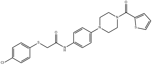 2-[(4-chlorophenyl)thio]-N-{4-[4-(2-thienylcarbonyl)-1-piperazinyl]phenyl}acetamide 구조식 이미지